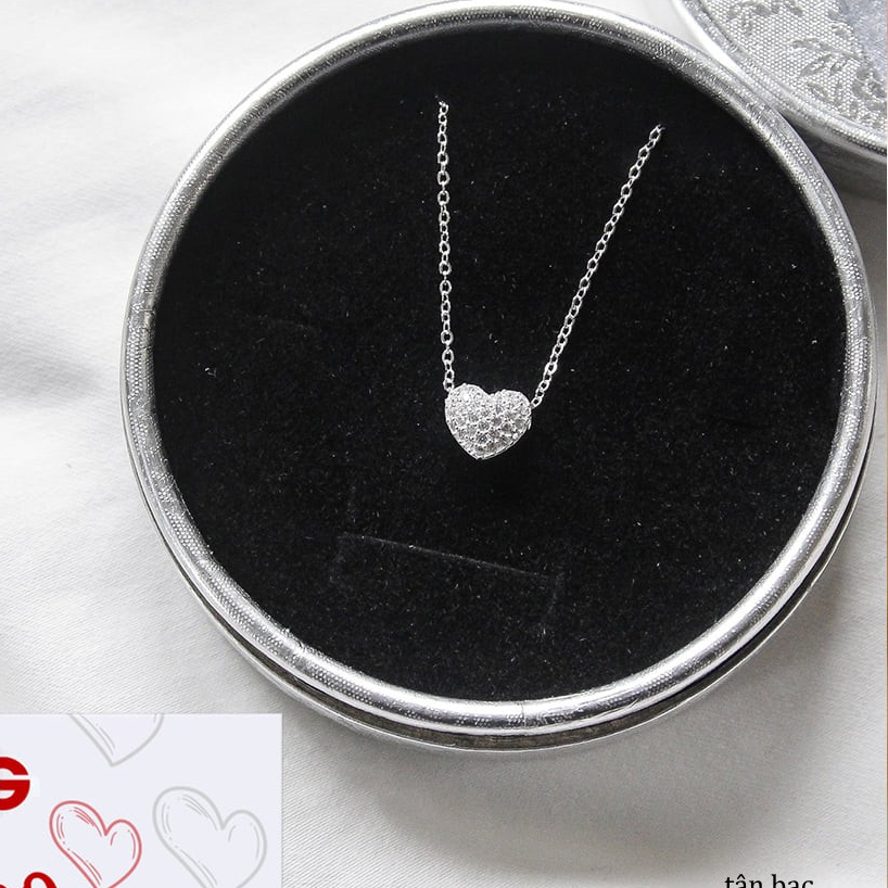 vòng cổ nữ bạc 925 , mặt trái tim đính đá sang chảnh , luôn luôn sáng lấp lánh va thu hút mọi ánh nhìn hihi