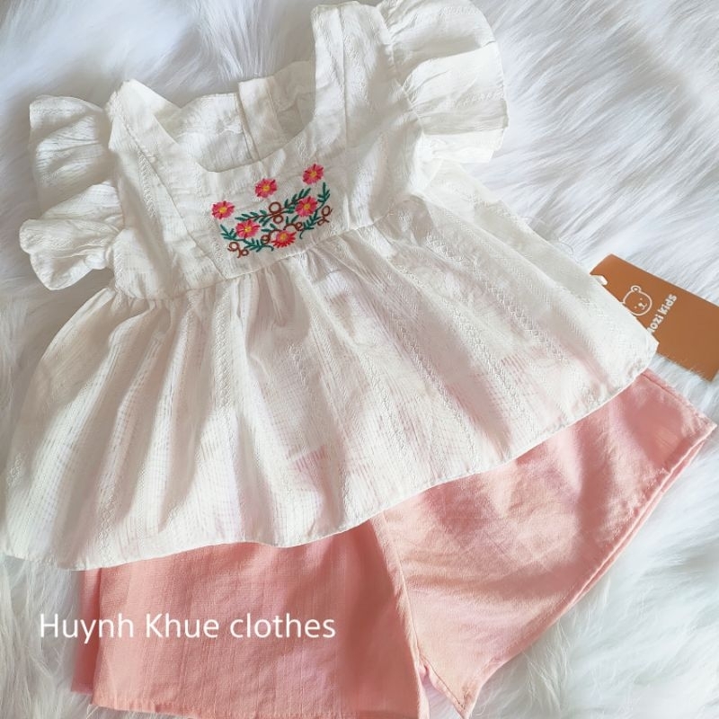 Set bộ bé gái áo cánh tiên quần đùi chất thô mềm mịn cực êm size 8-20kg