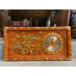 Tranh đồng hồ treo tường gỗ gõ đỏ cao cấp