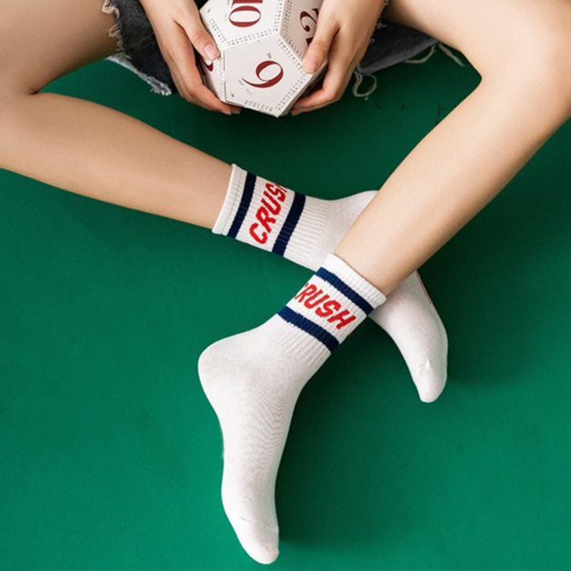 Tất Vớ Nam Nữ Cổ Trung Crush Chất Mỏng Mát  Phong Cách Cá Tính Phối Giày Sneaker Cực Chất