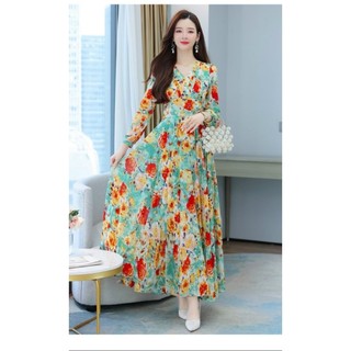 ĐẦM VOAN HOA TAY DÀI CAO CẤP