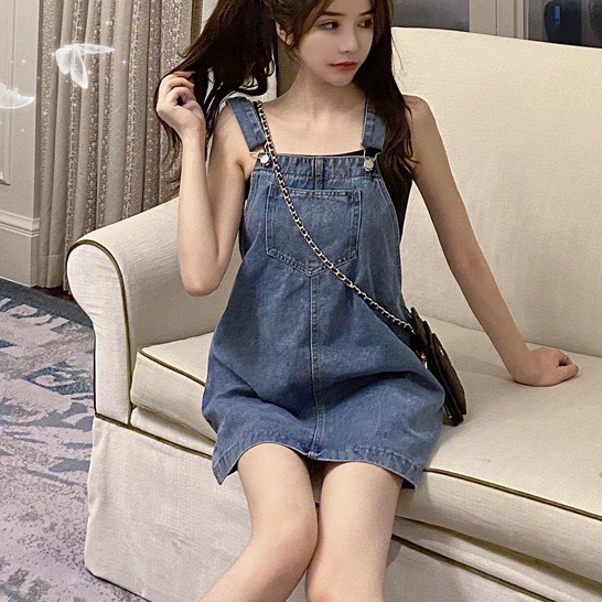 Váy yếm jean nữ dáng ngắn, váy yếm phong cách ulzzang_Y10