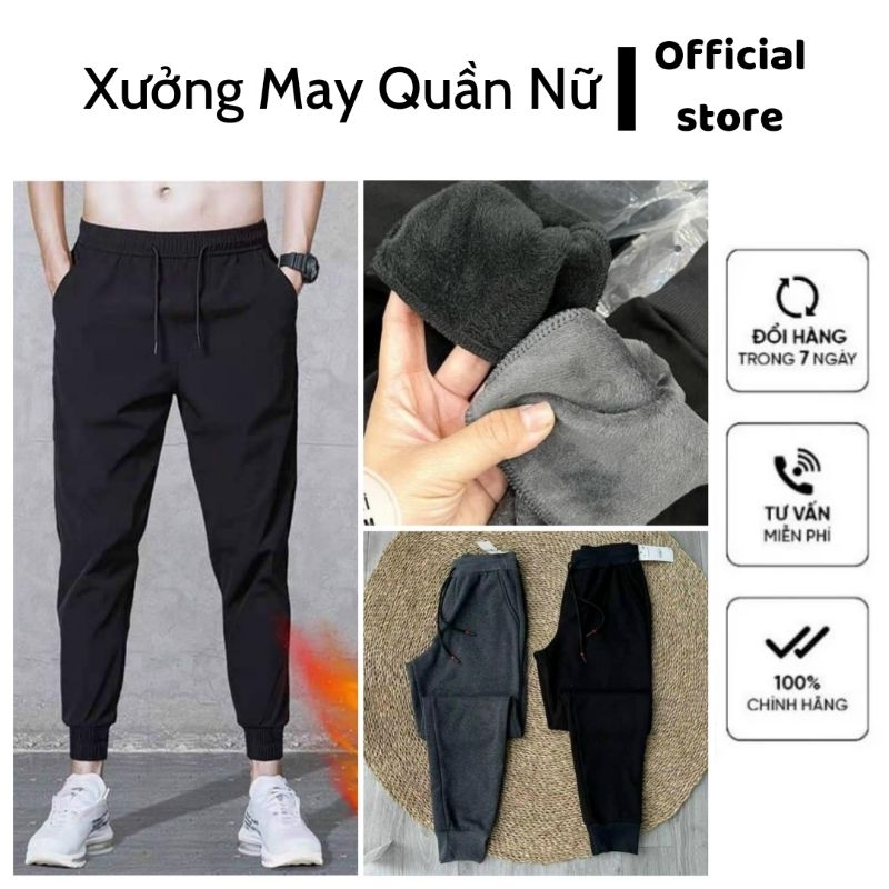 Quần jogger nỉ nam lót lông bo gấu siêu giữ nhiệt mùa đông chống chọi đại hàn phong cách thể thao