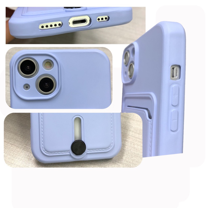 Ốp iphone tím ngăn đựng thẻ. Bảo vệ camera