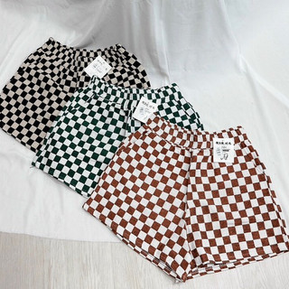 Quần short đùi caro nữ lưng chun trẻ trung đi chơi đi làm cá tính Cun Fashion QD06