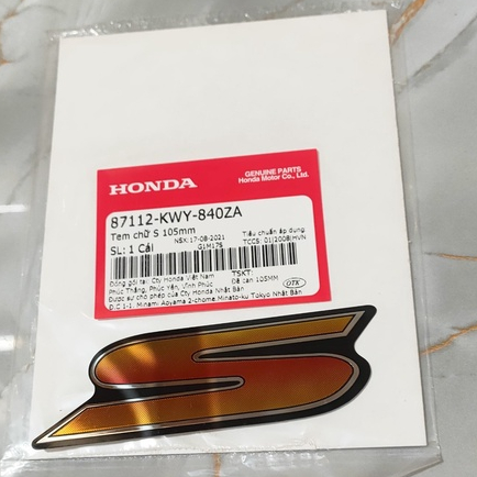 Tem chữ S 105mm HONDA WAVE S100 năm 2008. 87112KWY840ZA
