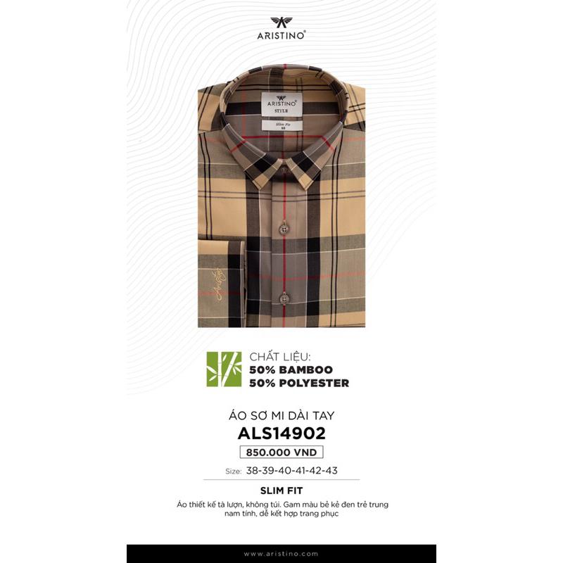 Áo sơ mi dài tay Aristino ALS14902