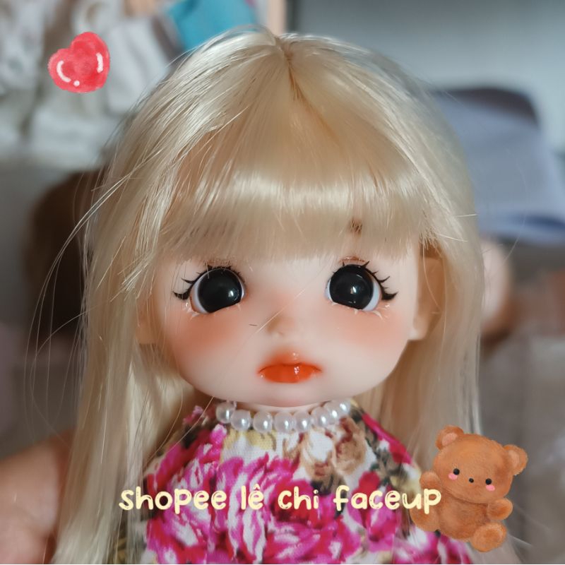 Head baboliy đã faceup, OB11 1/8 Fu theo yêu cầu, wig tóc riêng. Búp bê 1/8 16cm