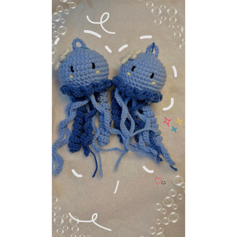 Móc khoá len jellyfish con sứa len ,đèn sứa len handmade
