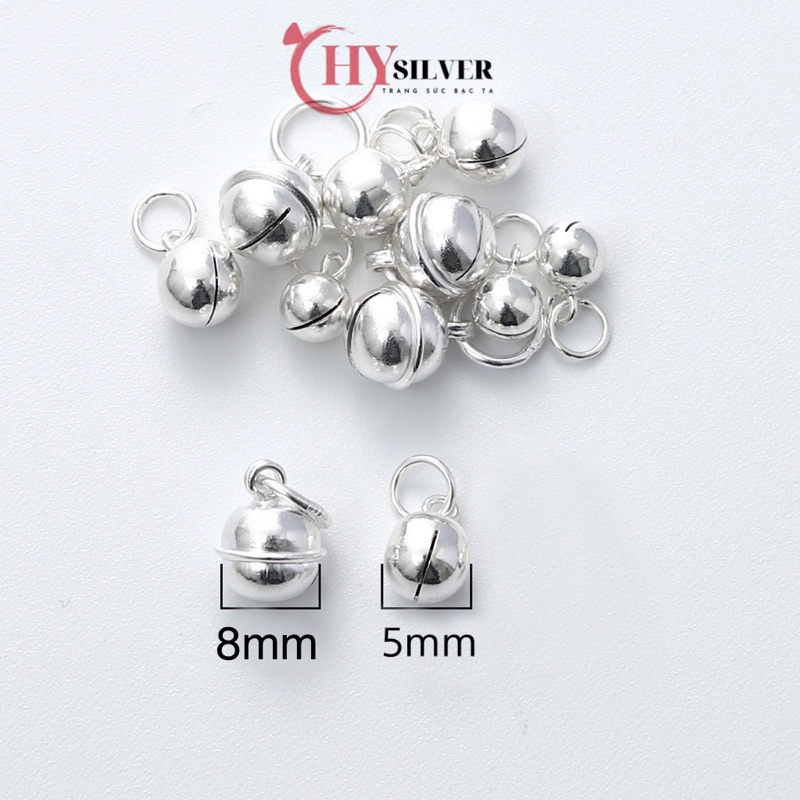 Chuông bạc ta có tiếng nhỏ 5mm 6mm 8mm chuông treo lắc tay lắc chân xỏ mặt dây chuyền bạc thật giá rẻ CHY SILVER