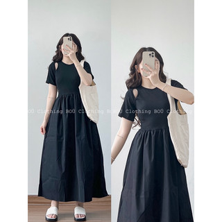 Đầm midi đen khoét 1 bên trẻ trung, năng động dành cho nữ (ảnh thật)