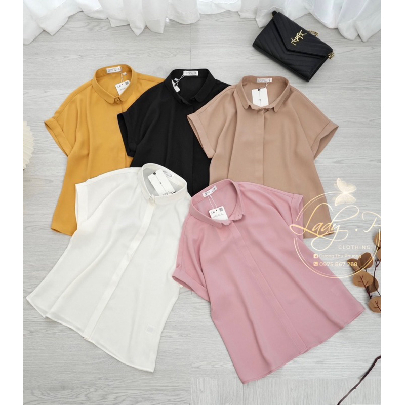 Áo sơ mi cộc tay lụa cát hàn bassic - LADY.Clothing