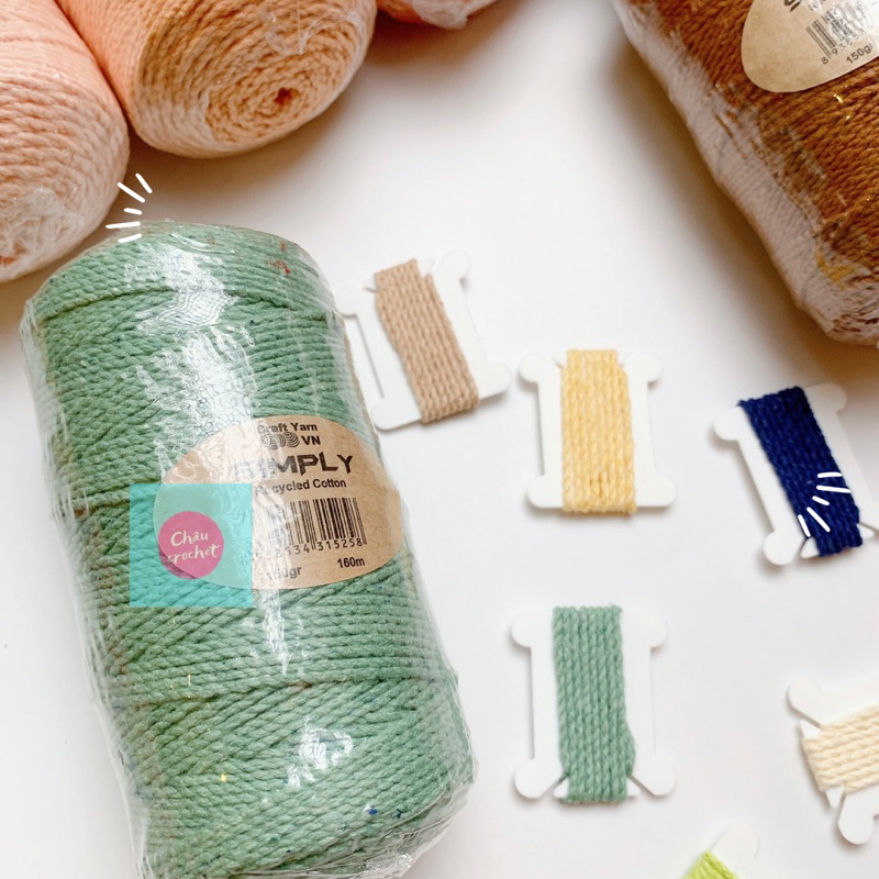 Sợi Simply cotton - Sợi cotton tái chế, đan móc túi, nón thủ công