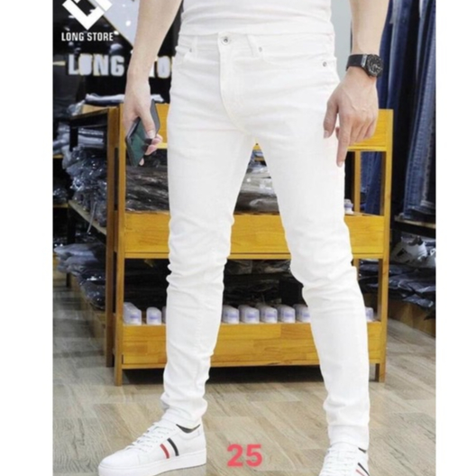 Quần jean nam màu trắng co giãn, quần bò nam mẫu mới Sale shop90 ms07