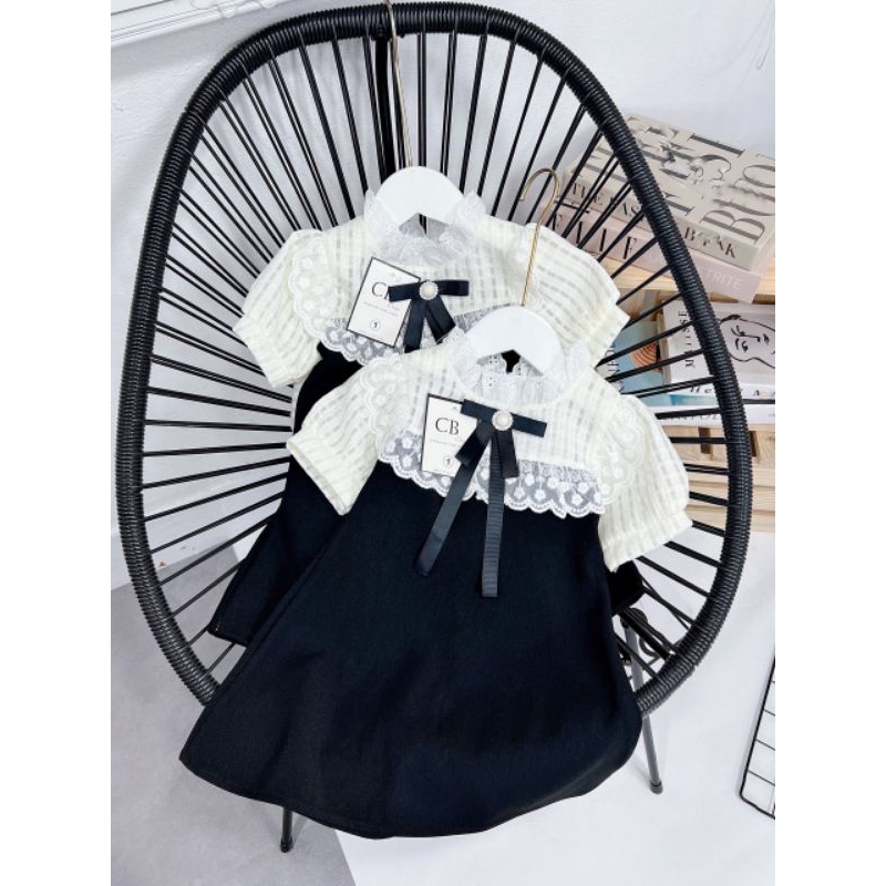 Váy  phối ren tiểu thư xinh xắn bé gái