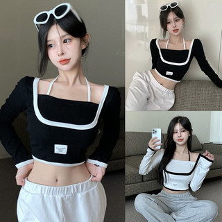 Áo kiểu cổ u tay dài yếm cột dây xinh đẹp lbudu88