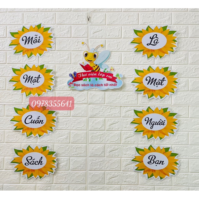 Set trang trí thư viện hoa hướng dương