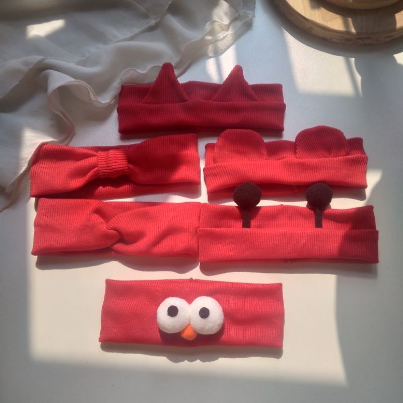 Turban (Băng Đô) Cotton Gân Màu Đỏ Nhiều Kiểu Cho Bé