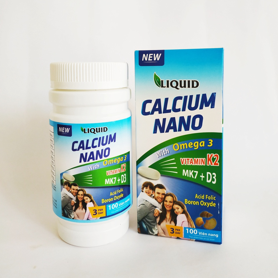 Viên Uống Bổ Sung Canxi Nano, D3, Vitamin K2 (Mk7), Omega 3 Cho Mọi Đối Tượng – Liquid Calcium Nano Omega3 – Lọ 100 Viên