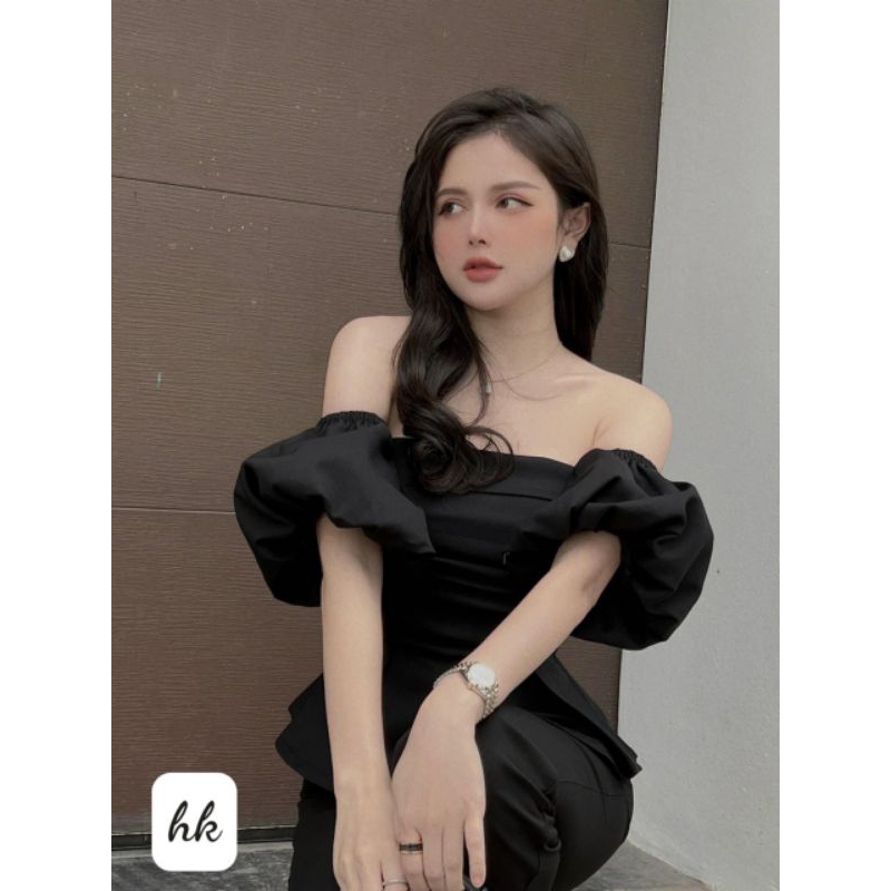 💢Áo trễ vai thô kaki tay bồng bánh bèo❤️❤️