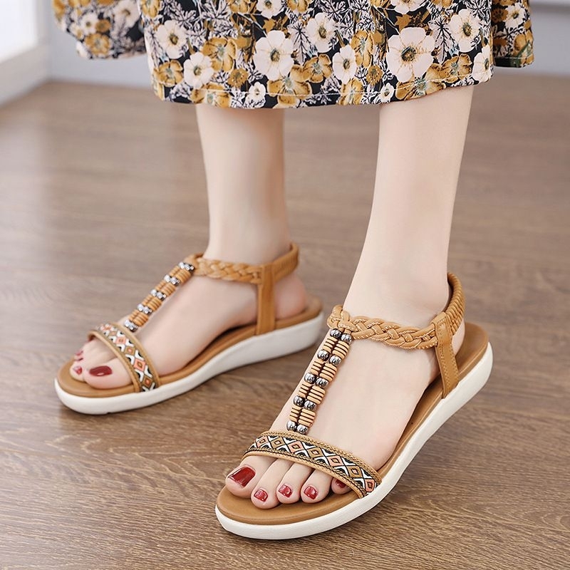 dép sandal đế bằng đi biển,da cao cấp, đi nhẹ,êm chân,