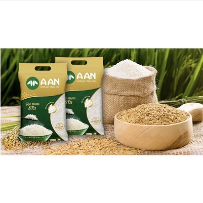 Gạo Thơm ST21 A AN Túi 5Kg - Đặc sản Sóc Trăng - Thơm hoa lài nhẹ, cơm ngọt, rất dẻo, để nguội vẫn mềm