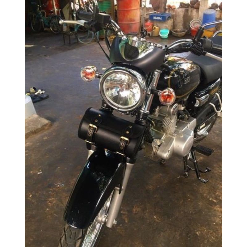 Túi da trống tròn treo xe máy, Túi da treo xe máy