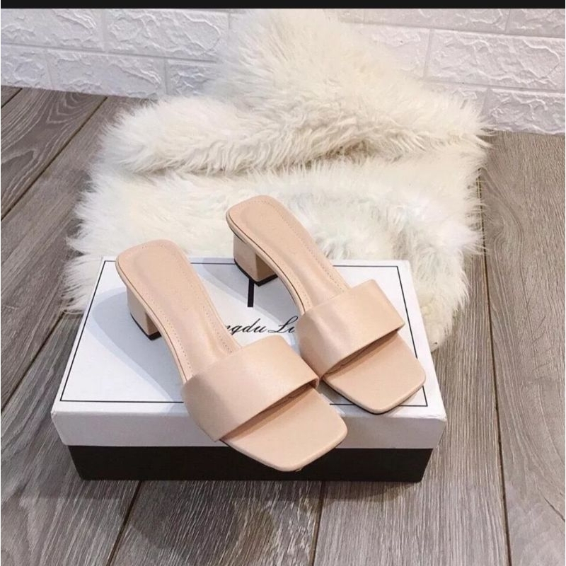 Giày nữ da trơn quai ngang gót 4cm bigsize 35 đến 45