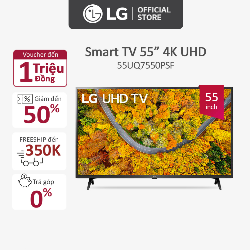 [Mã ELBAU5 giảm 5% đơn 300K] Smart UHD Tivi LG 55 inch 55UQ7550PSF - Miễn phí lắp đặt