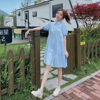Đầm babydoll xanh biển form rộng