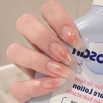 Móng giả 24 móng form dài hồng nhũ cực xinh