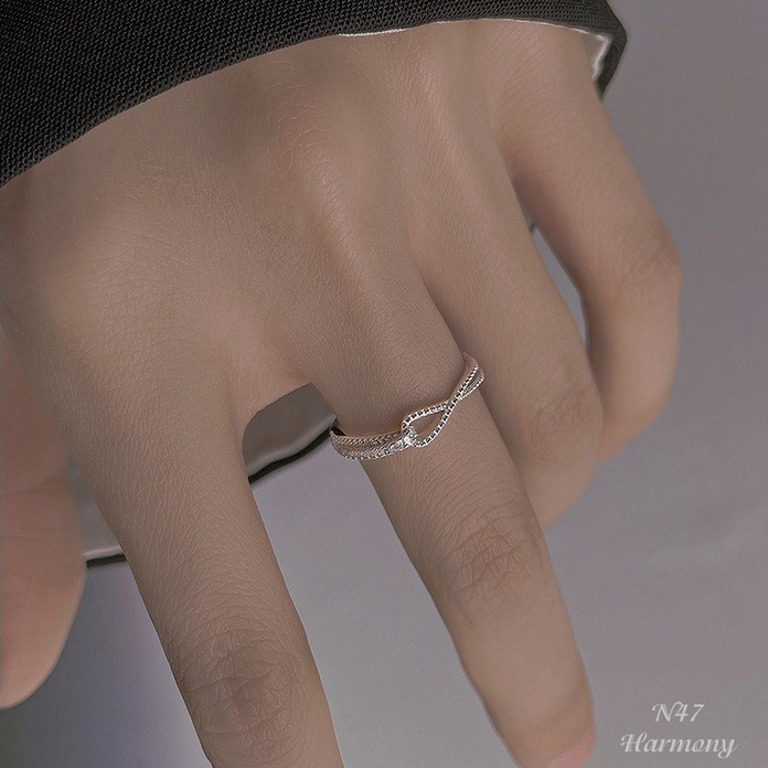 Nhẫn nữ bạc cao cấp đính đá thắt nơ dáng mở freesize Doris | HARMONY ACCESSORIES N47