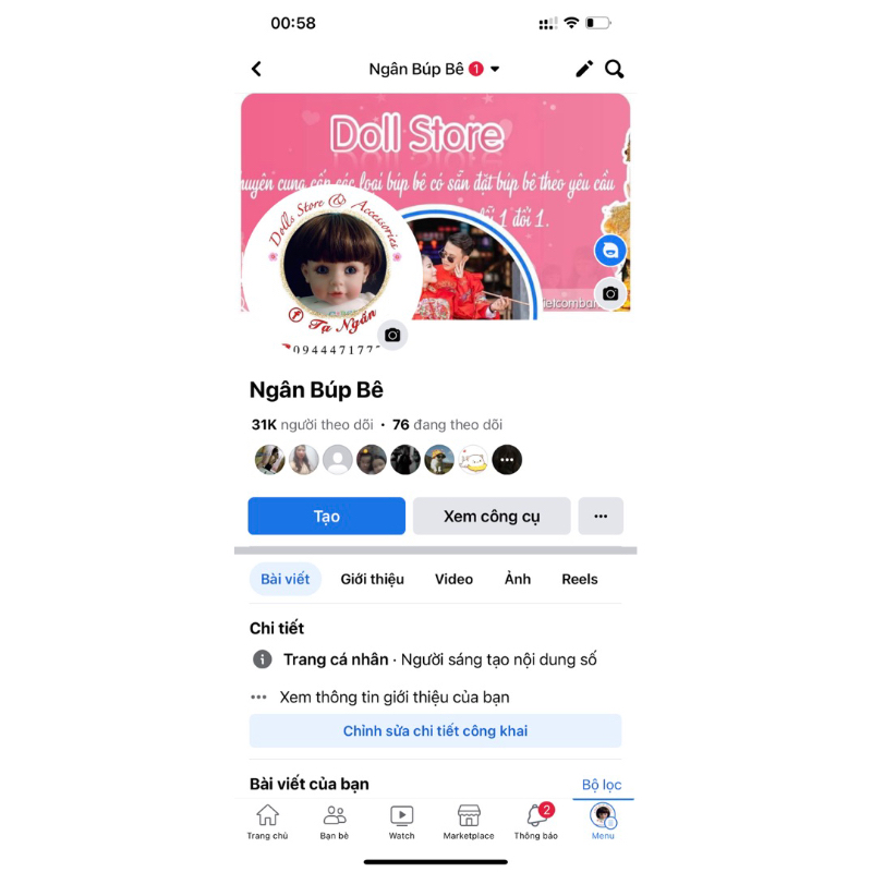 Mẫu búp bê có sẵn tại Việt Nam