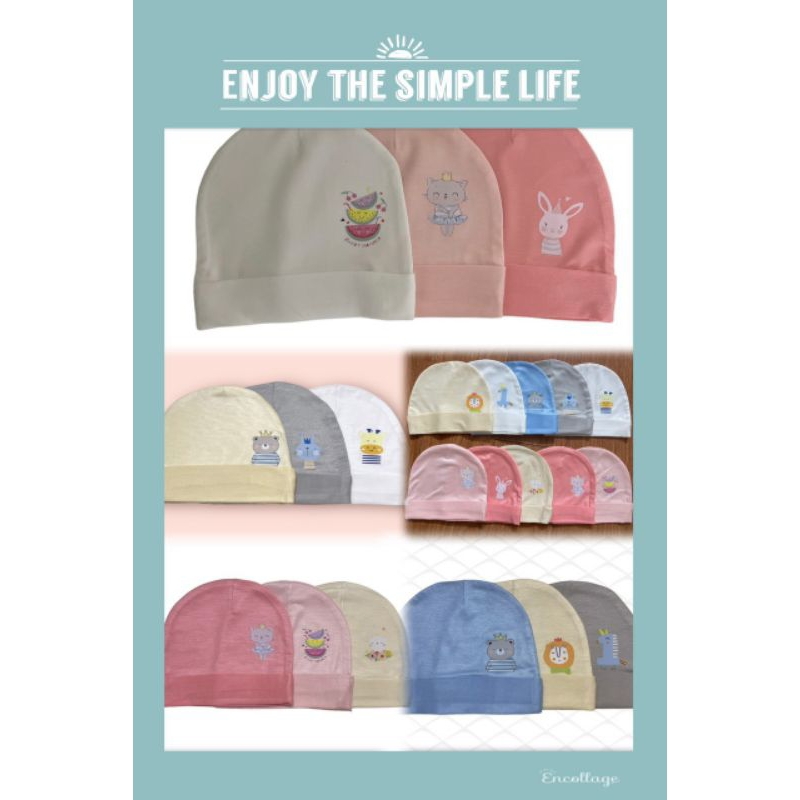 Set 3 mũ sơ sinh mỏng cho bé, mũ thun lạnh