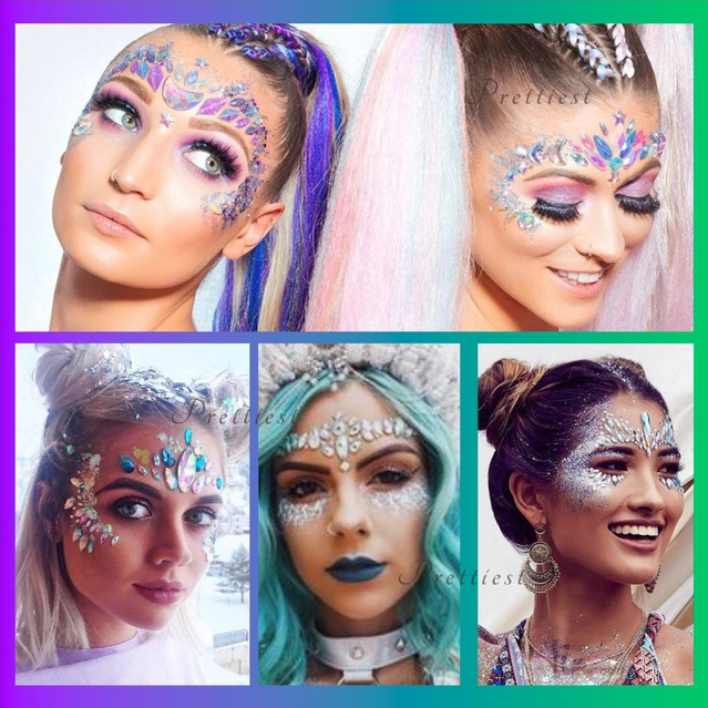 SET 2 Đá đính mặt dạ tiệc lấp lánh Rave & Music Fest | Trang điểm | Make up - Face crystal makeup có sẵn