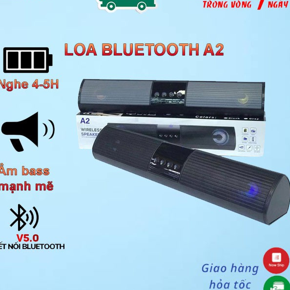 Loa Bluetooth Speaker A2 Dáng Dài 2 Loa , Kểu Dáng Sang Trọng Hỗ Trợ Thẻ Nhớ, Đài FM, Sạc Usb , bass tốt New