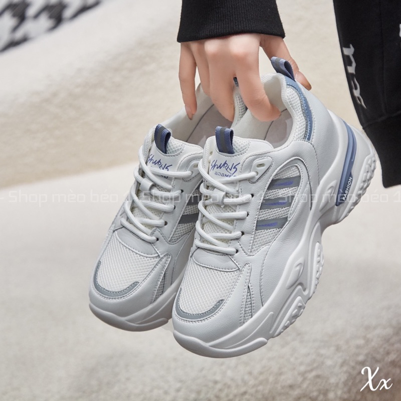 Giày thể thao sneaker trắng pha kẻ chéo đế viền fullbox hàng quảng châu cao cấp