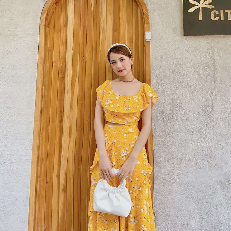 Set rời hoa cúc MIMIX áo croptop kèm chân váy xòe đi biển BA6185 | BigBuy360 - bigbuy360.vn