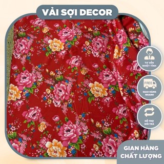 Vải hoa phú quý chất kaki thô may mặc , trang trí tết khổ 1,6m