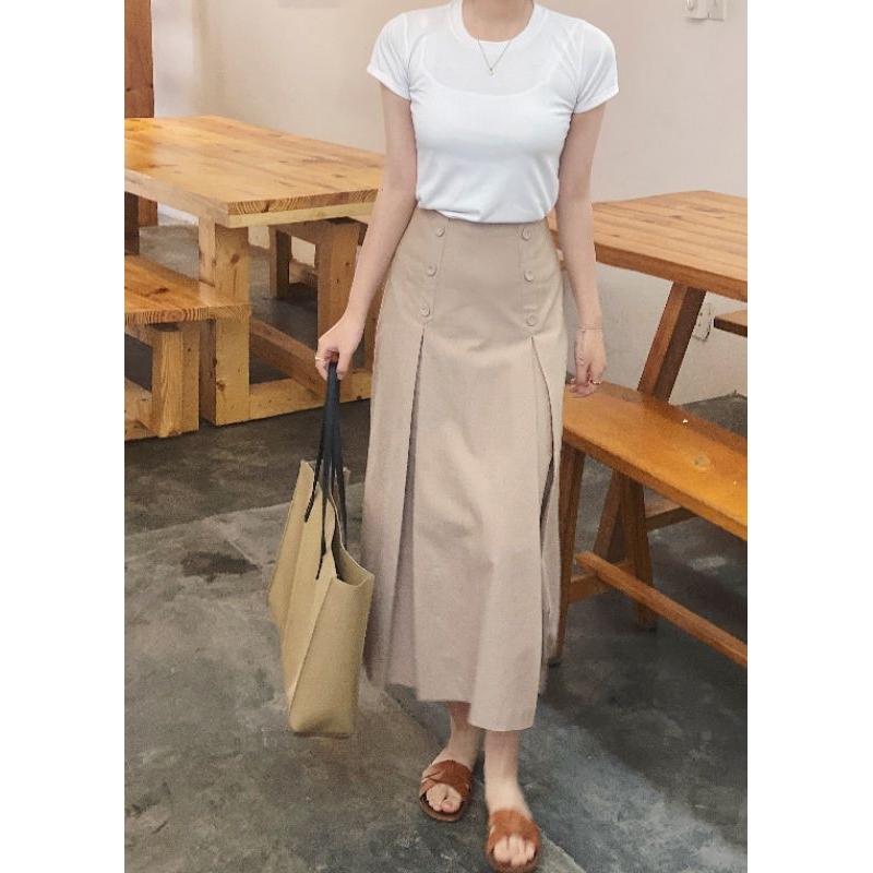 CASON - Váy Midi Ly Nẹp Nút