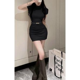 Đầm Body Cổ Lọ Thun Gân Mặc Tone Dáng Siêu Xinh_LAYDIES