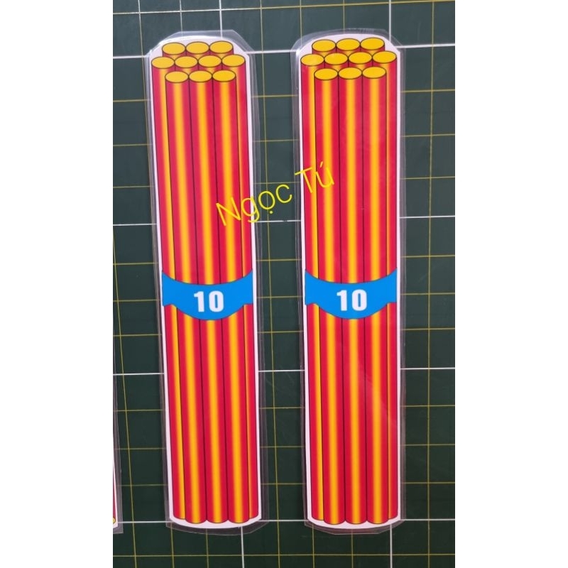 Sét 10 Thẻ Que tính Rời, Chục, Trăm In ép dày, sau có nam châm lá
