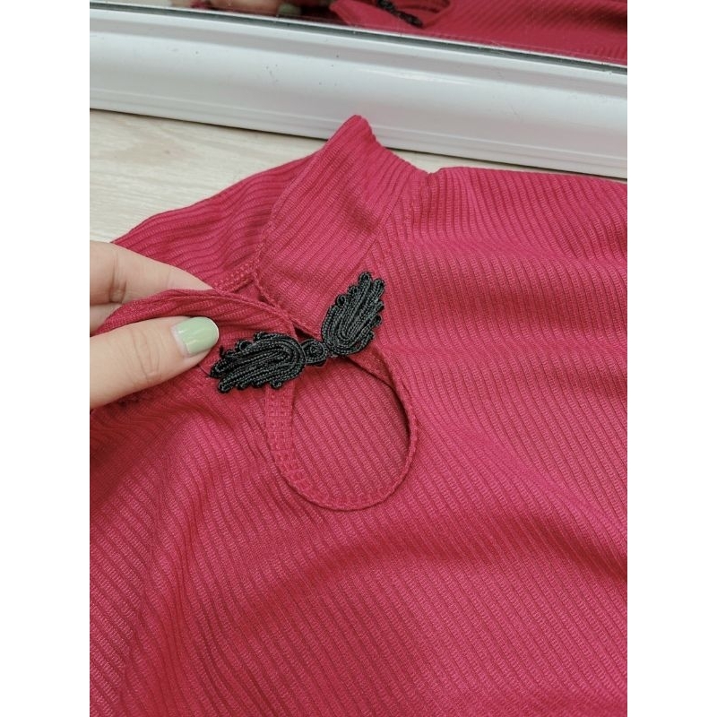 Đầm body rút dây 1 bên cổ tàu tay ngắn