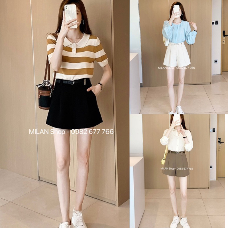 Quần short vải kèm đai new hot