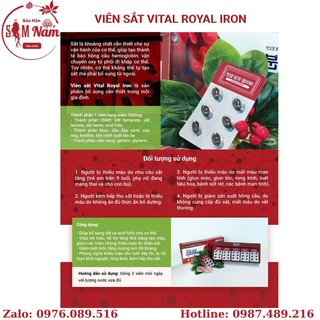 𝐕𝐢𝐞̂𝐧 𝐬𝐚̆́𝐭 𝐕𝐢𝐭𝐚𝐥 𝐑𝐨𝐲𝐚𝐥 𝐈𝐫𝐨𝐧 hộp 120 viên