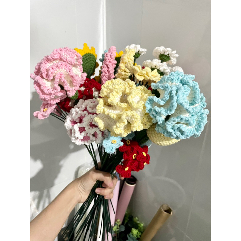 HOA CẨM CHƯỚNG LEN HANDMADE tặng người yêu sinh nhật lễ 8/3, 20/10, 14/2 có gói bó theo yêu cầu