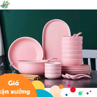 Bộ bát đĩa 29 món bát đĩa sứ Xanh, Hồng cao cấp - VS280
