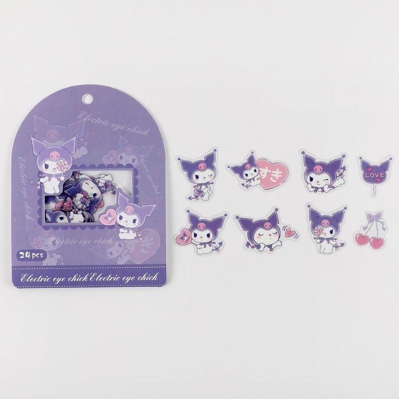 Gói 24 miếng hình dán sticker Sanrio Kuromi Melody Cinamoroll