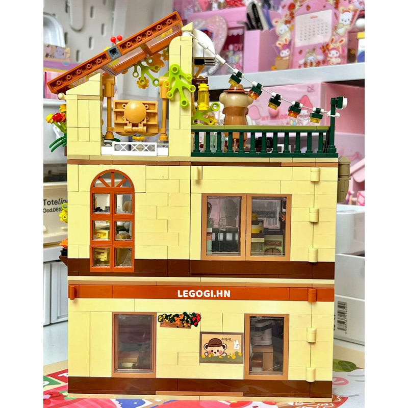 Đồ chơi xếp hình Legogi NHÀ CAFE GẤU Teddy Bear 1381 mảnh Inbrixx 881101 mô hình trang trí trưng bày decor quà tặng