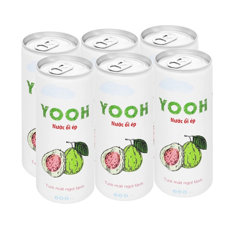 Lốc 6 lon nước ép Ổi đào tươi YOOH giải khát & bổ sung vi chất cần thiết cho cơ thể